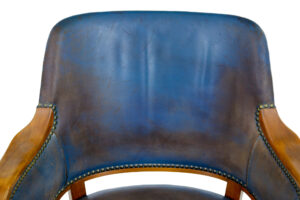 Pair of Mid 20th Century Teak and Leather Armchairs — thumbnail 4