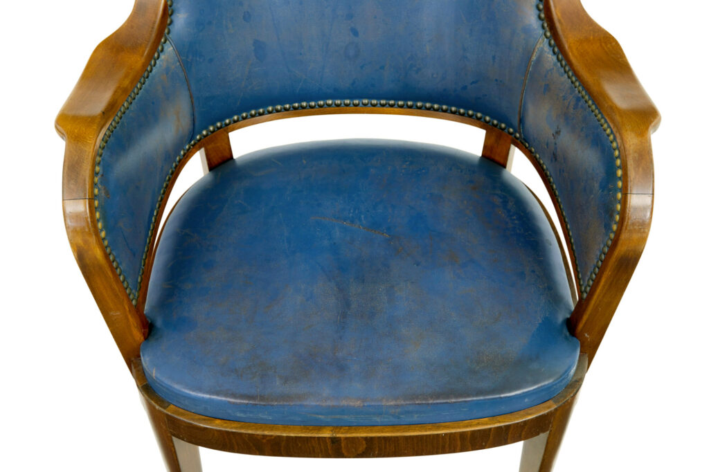 Pair of Mid 20th Century Teak and Leather Armchairs — image 2