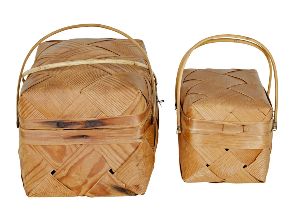 Two Early 20th Century Pine Woven Decorative Boxes — image 5