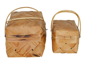 Two Early 20th Century Pine Woven Decorative Boxes — thumbnail 5