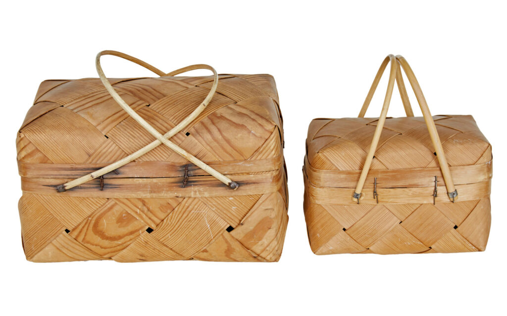 Two Early 20th Century Pine Woven Decorative Boxes — image 4