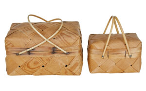 Two Early 20th Century Pine Woven Decorative Boxes — thumbnail 4