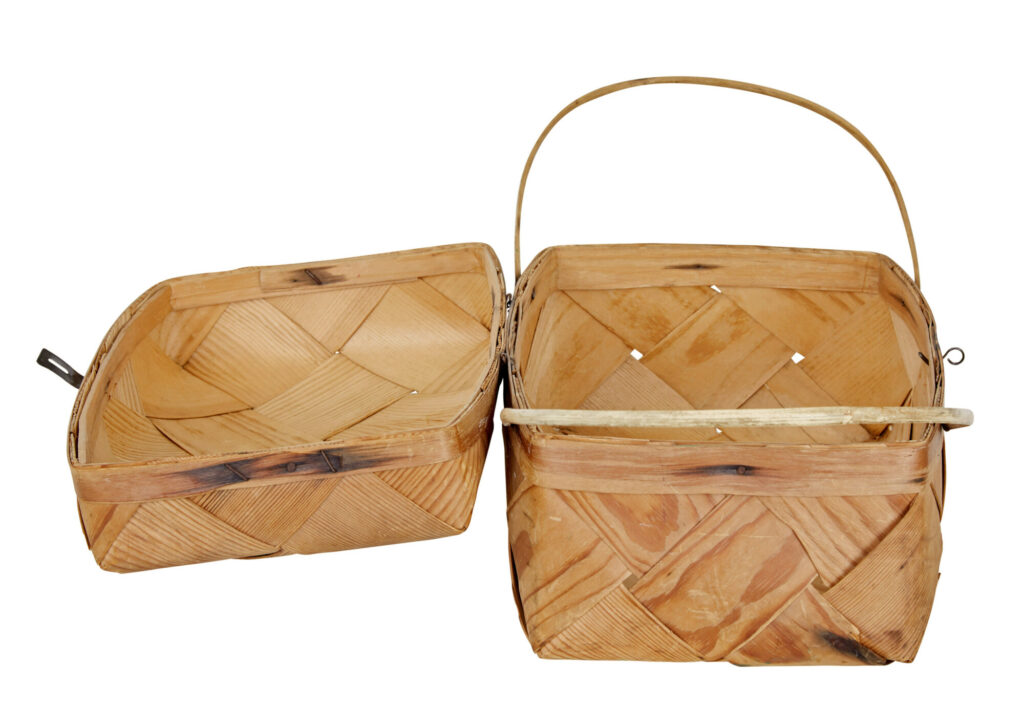 Two Early 20th Century Pine Woven Decorative Boxes — image 3