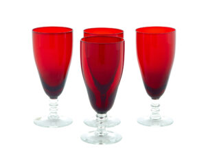 SET OF 4 1950’s SCANDINAVIAN RED WINE GLASSES BY MONICA BRATT