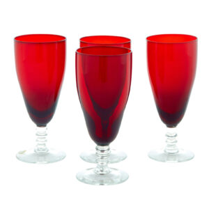SET OF 4 1950’s SCANDINAVIAN RED WINE GLASSES BY MONICA BRATT