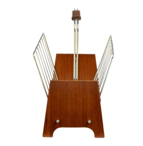 Mid Century Scandinavian Modern Teak and Brass Magazine Rack — thumbnail 4