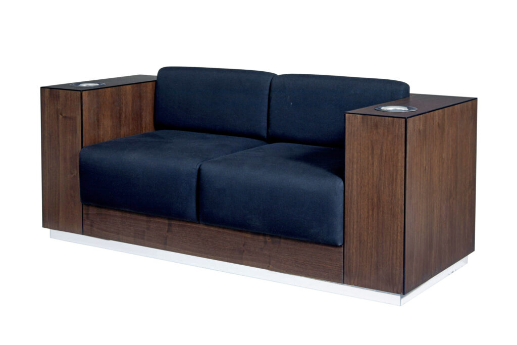 Modern Walnut Sofa Fitted with Kaelo Wine Coolers