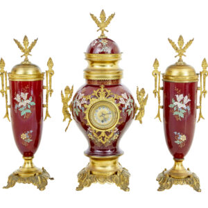 19TH CENTURY FRENCH DECORATIVE TOLEWARE GARNITURE SET