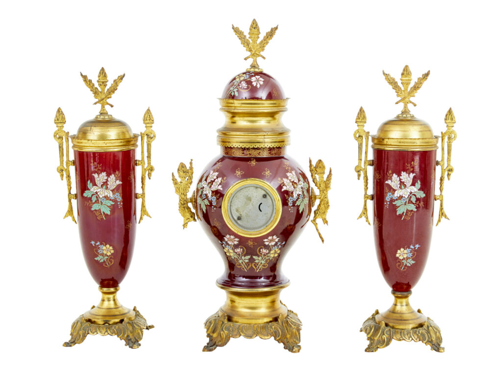 19th Century French Decorative Toleware Garniture Set — image 7