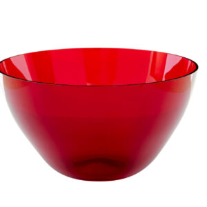MID CENTURY RED GLASS FRUIT BOWL BY MONICA BRATT