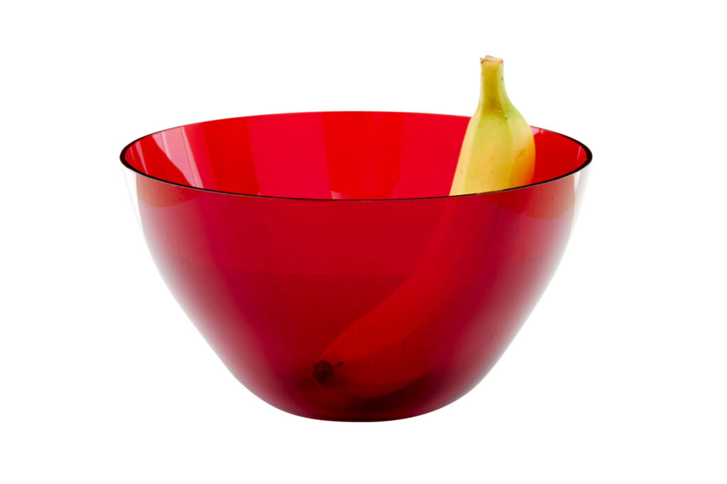 Mid Century Red Glass Fruit Bowl by Monica Bratt — image 4
