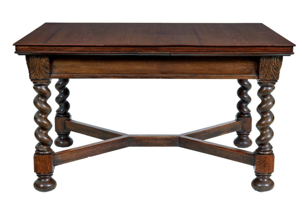 Early 20th Century Baroque Revival Oak Extending Dining Table — image 8