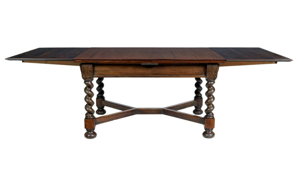 Early 20th Century Baroque Revival Oak Extending Dining Table — image 7