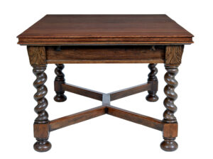 Early 20th Century Baroque Revival Oak Extending Dining Table — thumbnail 3