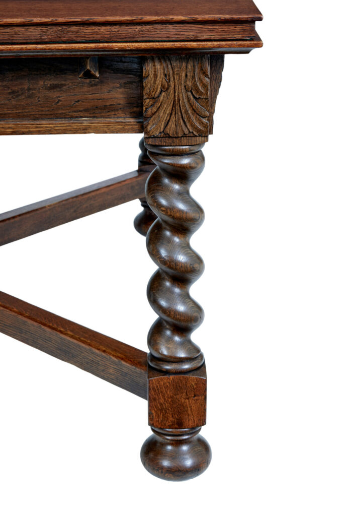 Early 20th Century Baroque Revival Oak Extending Dining Table — image 2
