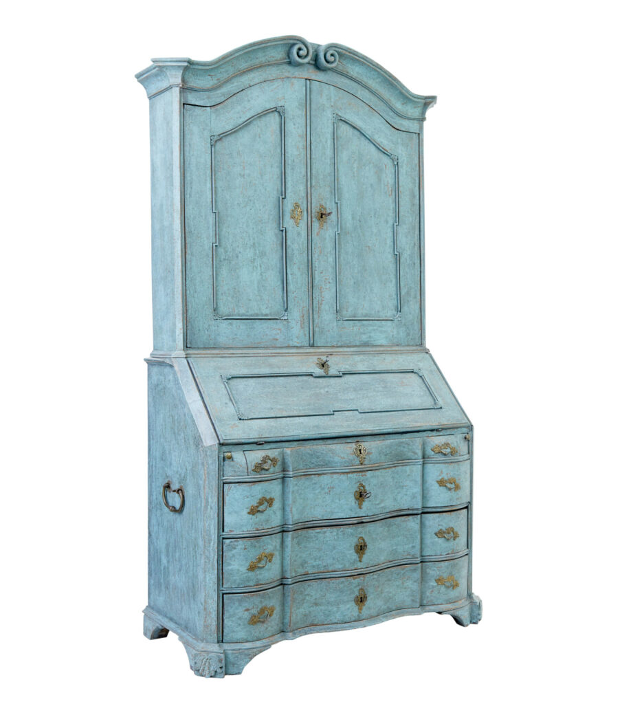 Late 18th Century Swedish Oak Painted Bureau Bookcase