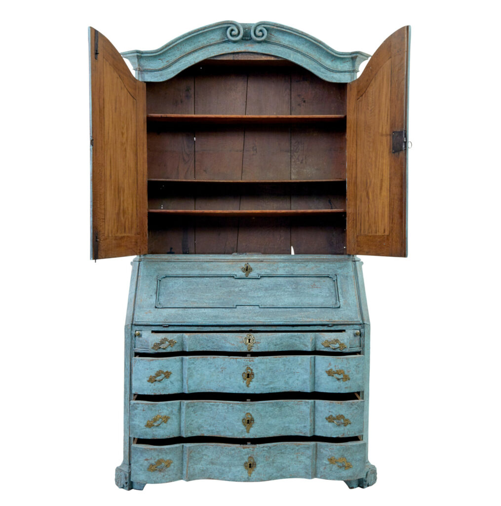 Late 18th Century Swedish Oak Painted Bureau Bookcase — image 10