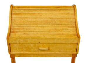Mid 20th Century Birch Tambour Sewing Box on Stand — thumbnail 3