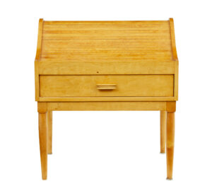 Mid 20th Century Birch Tambour Sewing Box on Stand — thumbnail 7