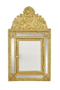 MID 20TH CENTURY AESTHETIC MOVEMENT INSPIRED BRASS HALL CUSHION MIRROR