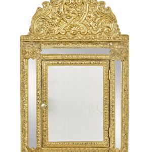 MID 20TH CENTURY AESTHETIC MOVEMENT INSPIRED BRASS HALL CUSHION MIRROR