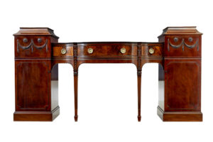 19TH CENTURY ADAMS REVIVAL CARVED MAHOGANY PEDESTAL SIDEBOARD