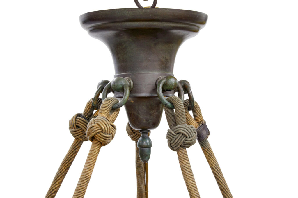 Large Carved Alabaster Art Deco Pendant Light — image 4