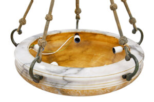 Large Carved Alabaster Art Deco Pendant Light — thumbnail 3