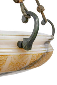 Large Carved Alabaster Art Deco Pendant Light — thumbnail 8