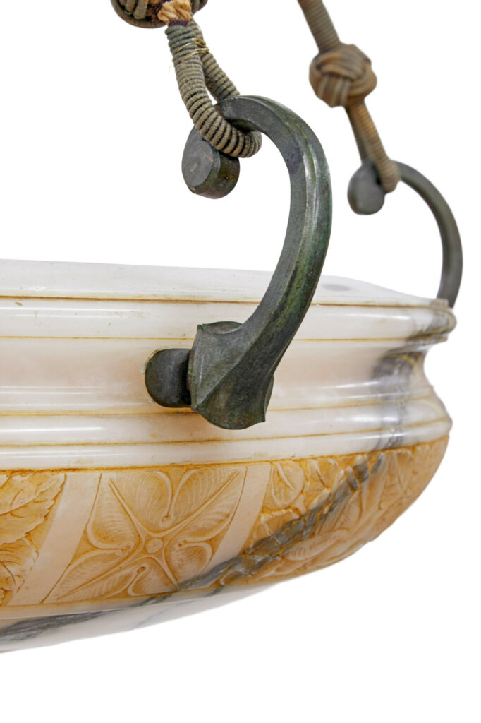 Large Carved Alabaster Art Deco Pendant Light — image 8