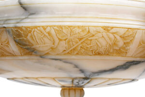 Large Carved Alabaster Art Deco Pendant Light — thumbnail 7