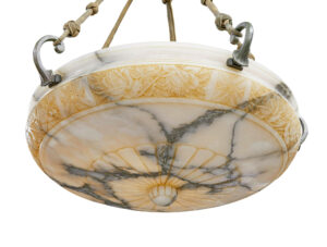 Large Carved Alabaster Art Deco Pendant Light — thumbnail 5