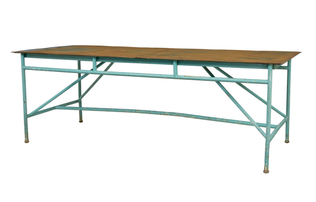 Large 1920's Painted Industrial Steel Table