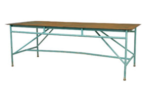 LARGE 1920's PAINTED INDUSTRIAL STEEL TABLE