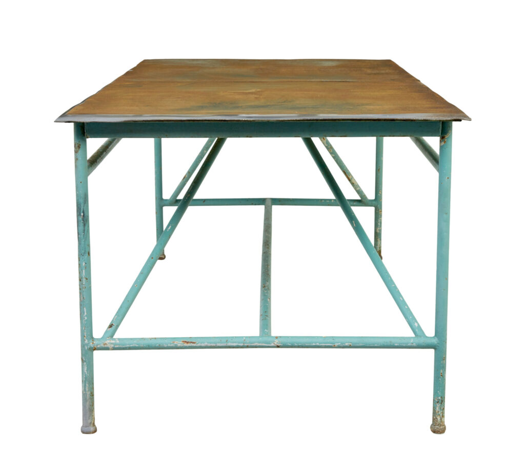 Large 1920's Painted Industrial Steel Table — image 7