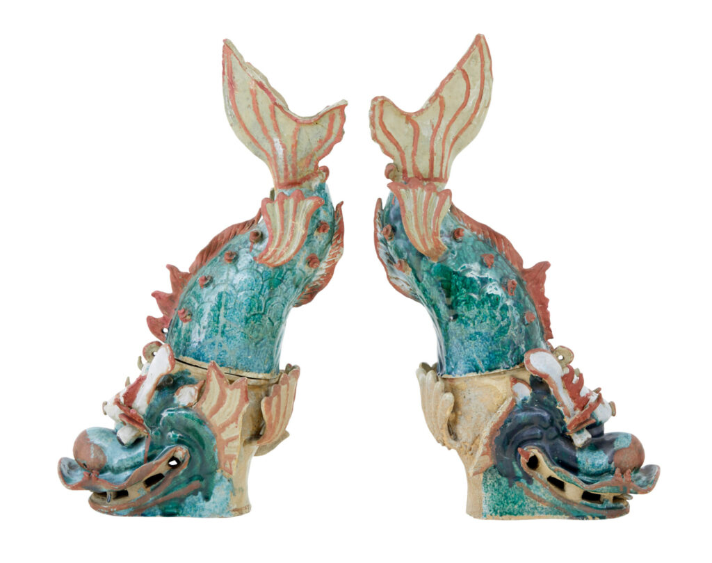 Pair of 19th Century Japanese Ceramic Shachikoko Roof Ornaments — image 10