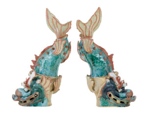 Pair of 19th Century Japanese Ceramic Shachikoko Roof Ornaments — thumbnail 10