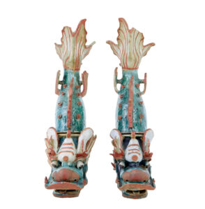 Pair of 19th Century Japanese Ceramic Shachikoko Roof Ornaments — thumbnail 8