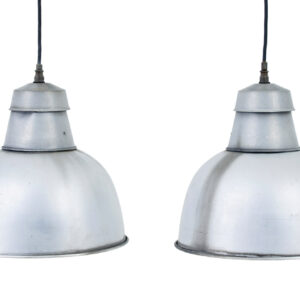 PAIR OF 1920’s INDUSTRIAL METAL HANGING CEILING LIGHTS
