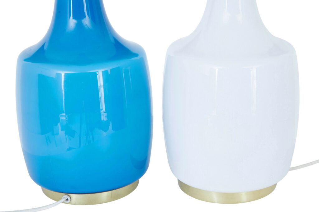 Pair of White and Blue Table Lamps by Bergboms — image 6