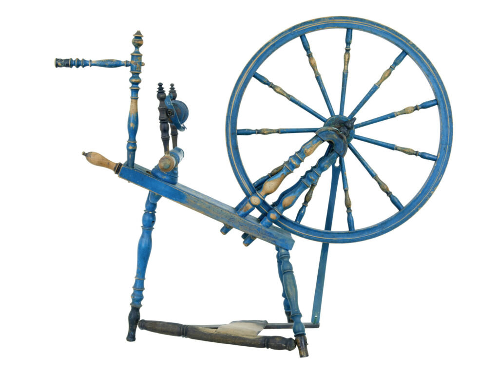 SWEDISH PAINTED 19TH CENTURY SPINNING WHEEL