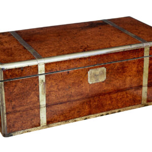 MID 19TH CENTURY BURR CAMPAIGN LAP WRITING DESK