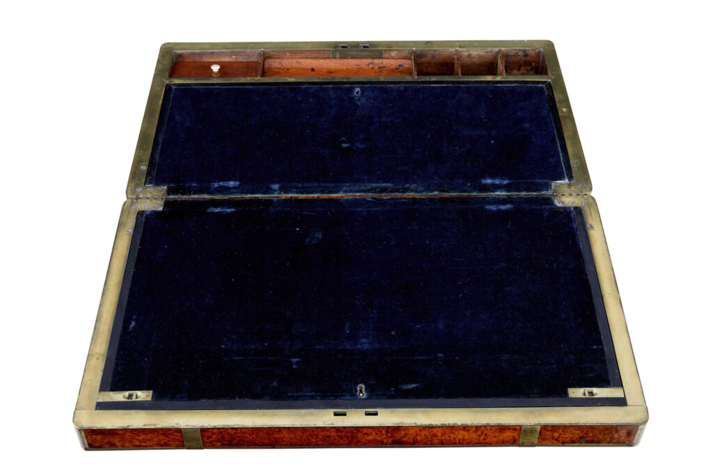 Mid 19th Century Burr Campaign Lap Writing Desk — image 7