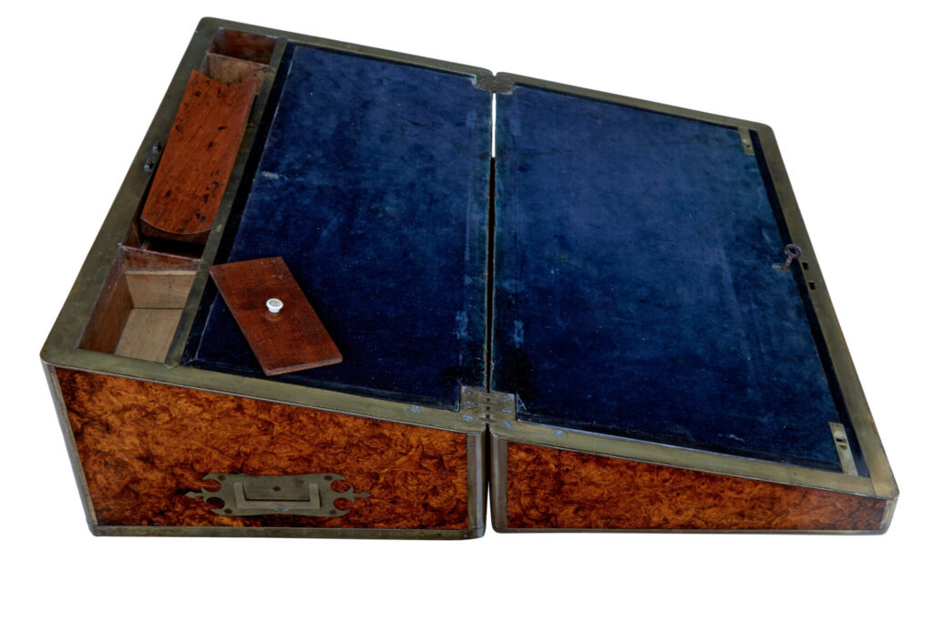 Mid 19th Century Burr Campaign Lap Writing Desk — image 5