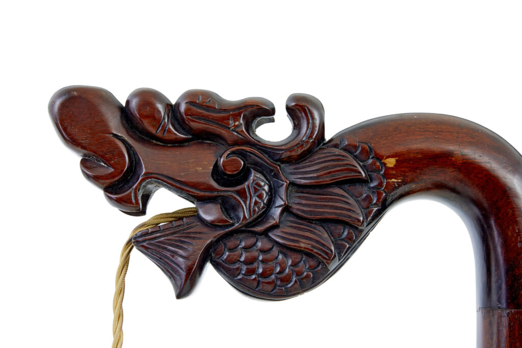 Early 20th Century Carved Chinese Hard Wood Floor Lamp — image 5