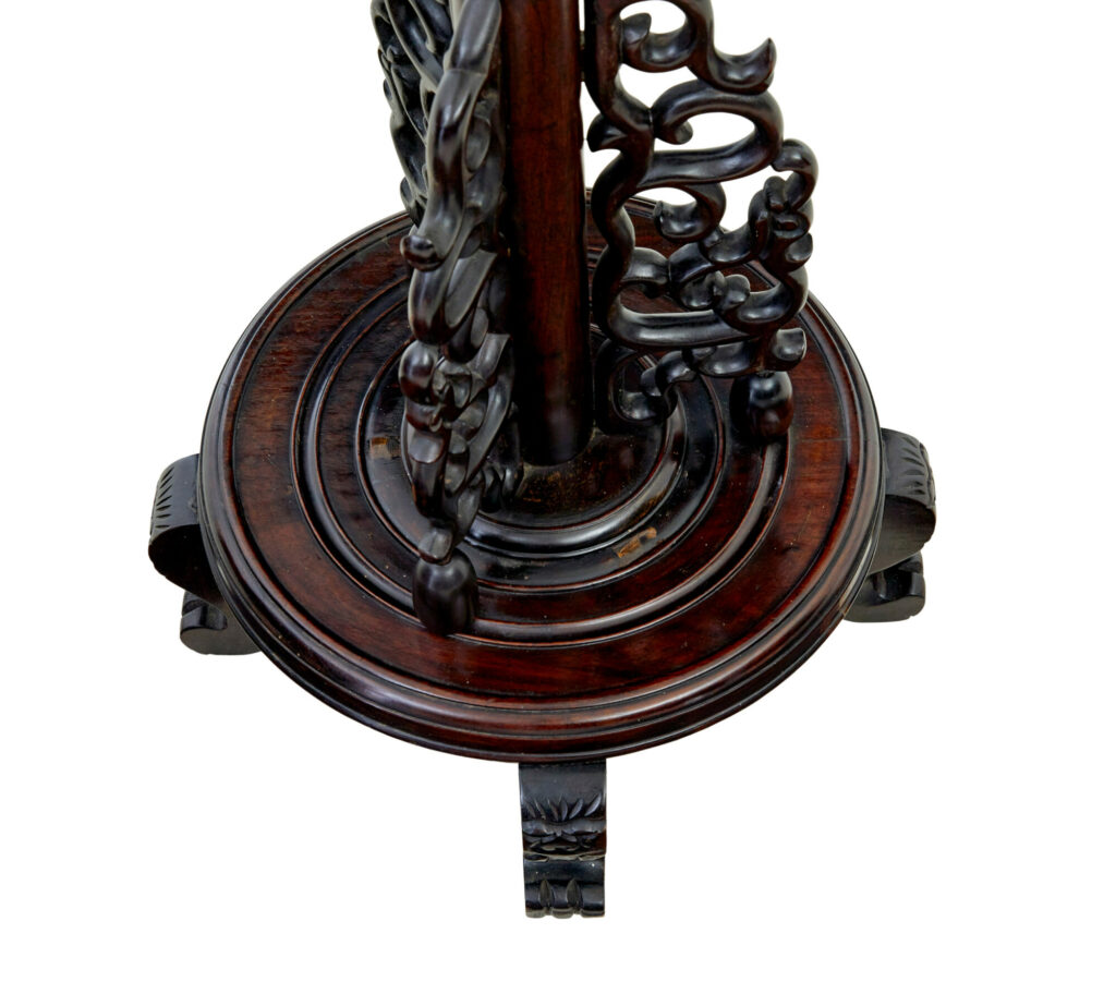 Early 20th Century Carved Chinese Hard Wood Floor Lamp — image 4