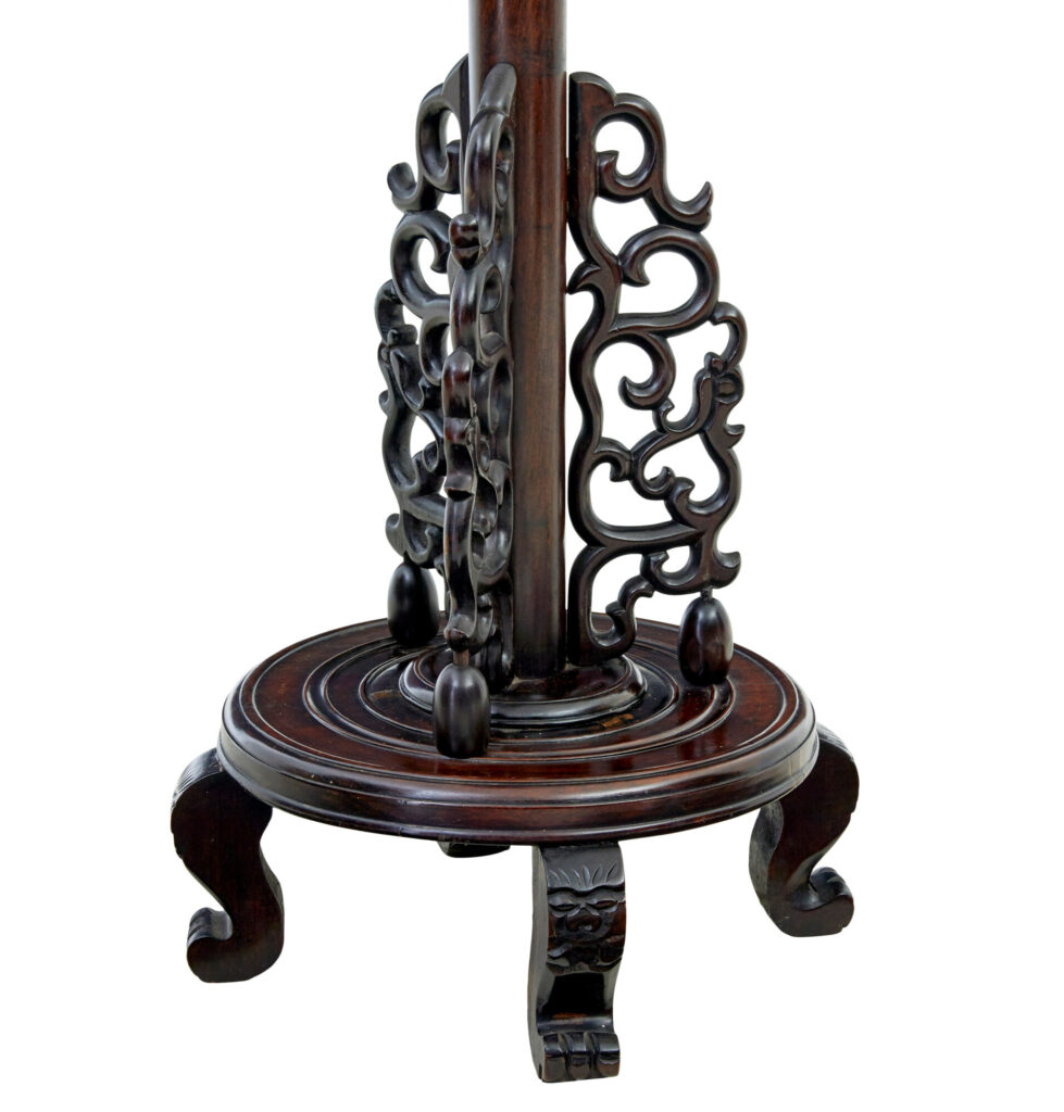 Early 20th Century Carved Chinese Hard Wood Floor Lamp — image 3