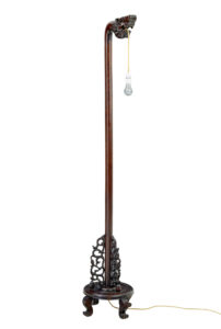 EARLY 20TH CENTURY CARVED CHINESE HARD WOOD FLOOR LAMP