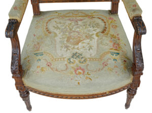 19th Century French Carved Walnut Tapestry Armchairs — thumbnail 3