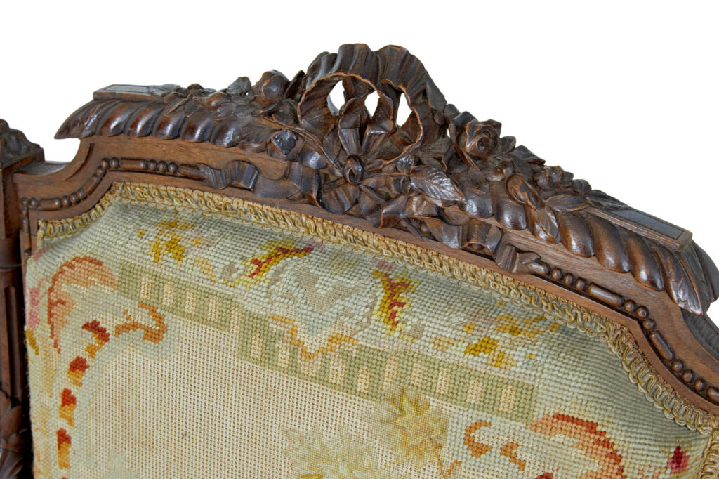 19th Century French Carved Walnut Tapestry Armchairs — image 2